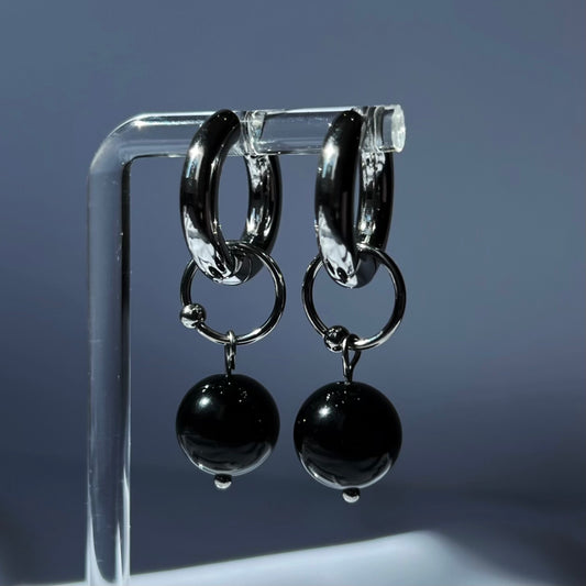 Boucles d’oreilles Gauthier Obsidienne